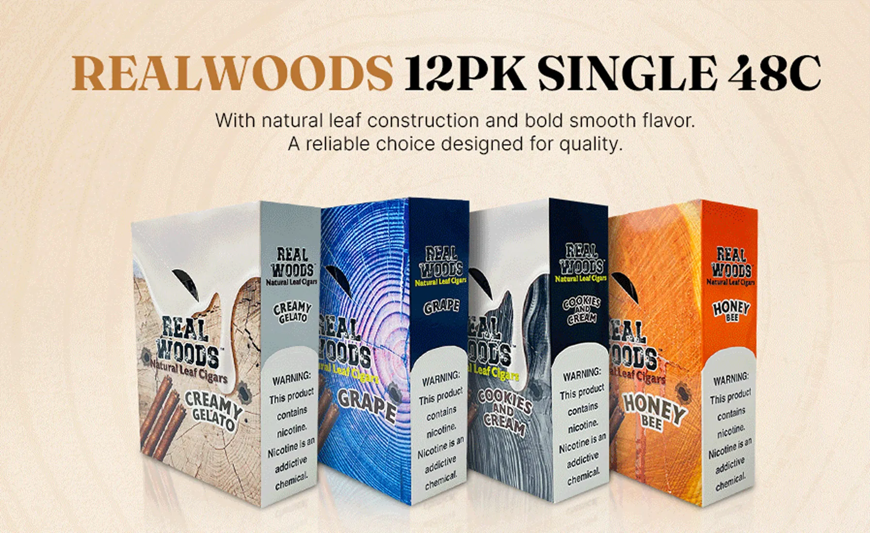 realwoods 12pk single 48ct banner mobile